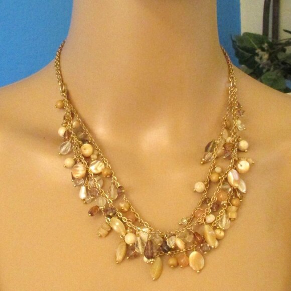 TRIFARI Milk Glass Crystal Gold Necklace Variety~ VINTAGE Gold Chain Beads - Picture 10 of 16